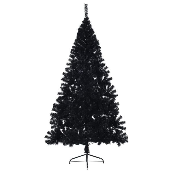 vidaXL Artificial Half Christmas Tree with Stand Black 210 cm PVC