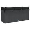 vidaXL Garden Sofa with Cushions 3-Seater Black Poly Rattan
