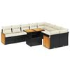vidaXL 10 Piece Garden Sofa Set with Cushions Black Poly Rattan