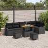 vidaXL Garden Sofa Set Height-Adjustable 9 pcs Black Poly Rattan
