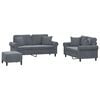 vidaXL 3 Piece Sofa Set with Pillows Dark Grey Velvet