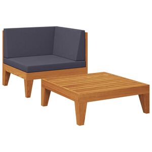 vidaXL 2 Piece Garden Lounge Set with Cushions Solid Acacia Wood