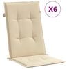vidaXL Garden Highback Chair Cushions 6 pcs Beige 120x50x3 cm Fabric
