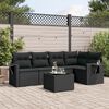 vidaXL 6 Piece Garden Sofa Set with Cushions Black Poly Rattan