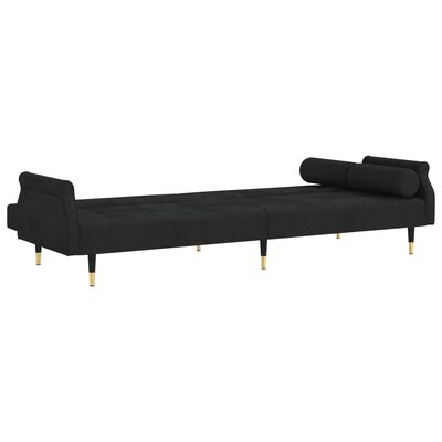 vidaXL Sofa Bed with Cushions Black Velvet