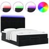 vidaXL Ottoman Bed with Mattresses & LEDs Black Double Velvet