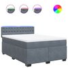 vidaXL Box Spring Bed with Mattress Dark Grey Queen Velvet