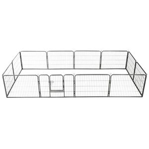 vidaXL Dog Playpen | Black | Powder-coated steel | 80x60 cm panels | Foldable
