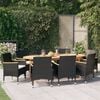 vidaXL 9 Piece Garden Dining Set with Cushions Black