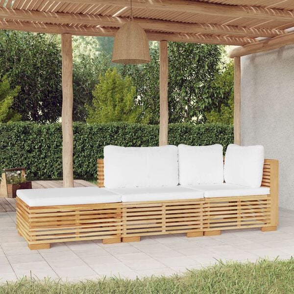 vidaXL 3 Piece Garden Lounge Set with Cushions Solid Wood Teak
