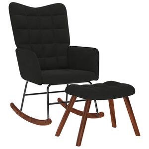 vidaXL Rocking Chair with Stool Black Velvet