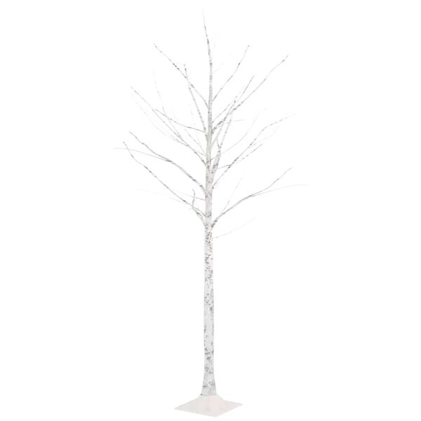 vidaXL Artificial Christmas Tree Warm White 96 LEDs 180 cm White Birch