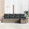 vidaXL Garden Sofa Set with Cushion 5 pcs Grey Poly rattan