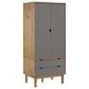 vidaXL Wardrobe | Brown and grey | Solid pinewood, engineered wood | Standard