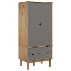 vidaXL Wardrobe | Brown and grey | Solid pinewood, engineered wood | Standard