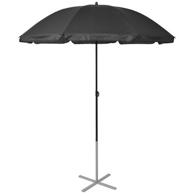 vidaXL Sun Loungers with Umbrella Aluminium Black