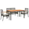 vidaXL 5 Piece Garden Dining Set with Cushions Black Poly Rattan