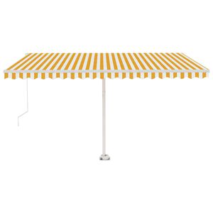 vidaXL Freestanding Manual Retractable Awning 450x300 cm Yellow/White (313192+313175+315091)
