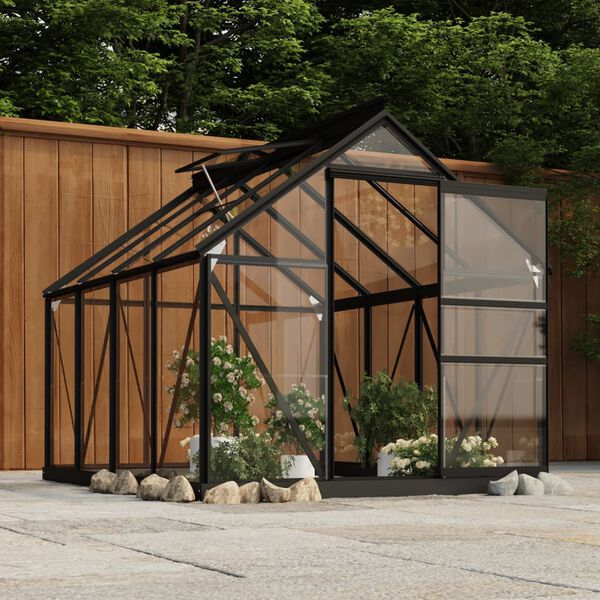 vidaXL Greenhouse Replacement Frame Anthracite 155x200.5x191 cm Aluminium