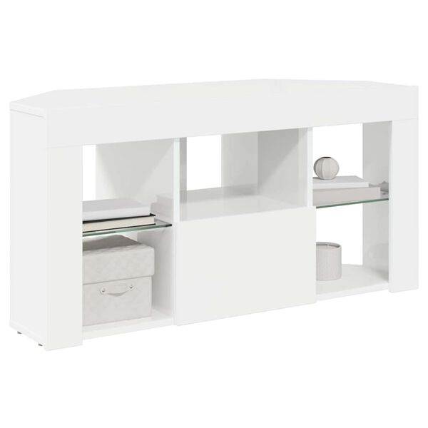 vidaXL Corner LED TV Cabinet High gloss White 100 x 40 x 50 cm