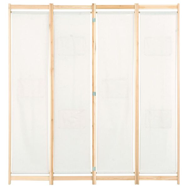 vidaXL 4-Panel Room Divider Cream 160x170x4 cm Fabric