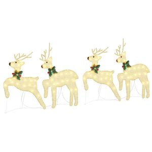 vidaXL LED Reindeers 4 pcs Gold Fabric