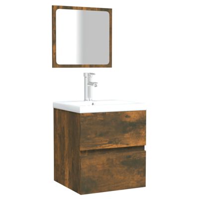 vidaXL Bathroom Cabinet with Mirror Smoked Oak Engineered Wood