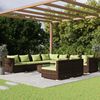 vidaXL 10 Piece Garden Lounge Set with Cushions Brown Poly Rattan