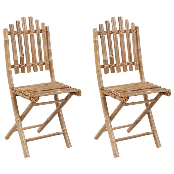 vidaXL Folding Garden Chairs 2 pcs with Cushions Bamboo
