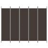 vidaXL 5-Panel Room Divider Brown 250x200 cm Fabric