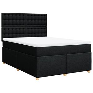 vidaXL Box Spring Bed with Mattress Black Queen Fabric