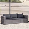 vidaXL 3 Piece Garden Sofa Set with Cushions Grey Poly Rattan