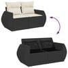 vidaXL 7 Piece Garden Sofa Set with Cushions Black Poly Rattan