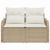vidaXL Garden Sofa with Cushion Beige 121 x 62 x 69cm Poly Rattan