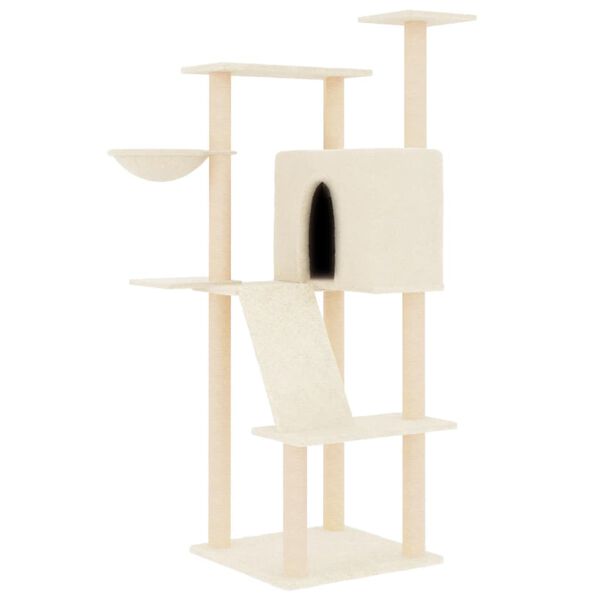 vidaXL Cat Tree with Sisal Scratching Posts Cream 143 cm