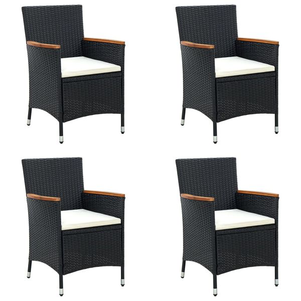vidaXL Garden Dining Chairs 4 pcs Poly Rattan Black