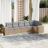 vidaXL 6 Piece Garden Sofa Set with Cushions Beige Poly Rattan