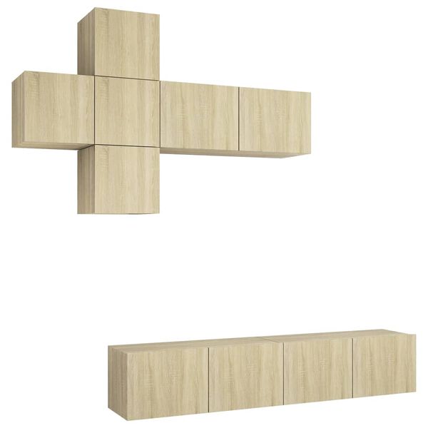 vidaXL 7 Piece TV Cabinet Set Sonoma Oak Engineered Wood