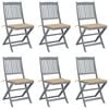 vidaXL Folding Outdoor Chairs 6 pcs with Cushions Solid Acacia Wood