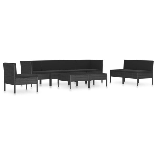 vidaXL 9 Piece Garden Lounge Set with Cushions Poly Rattan Black