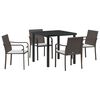 vidaXL Garden Dining Set 5 pcs Brown and Black PE Rattan