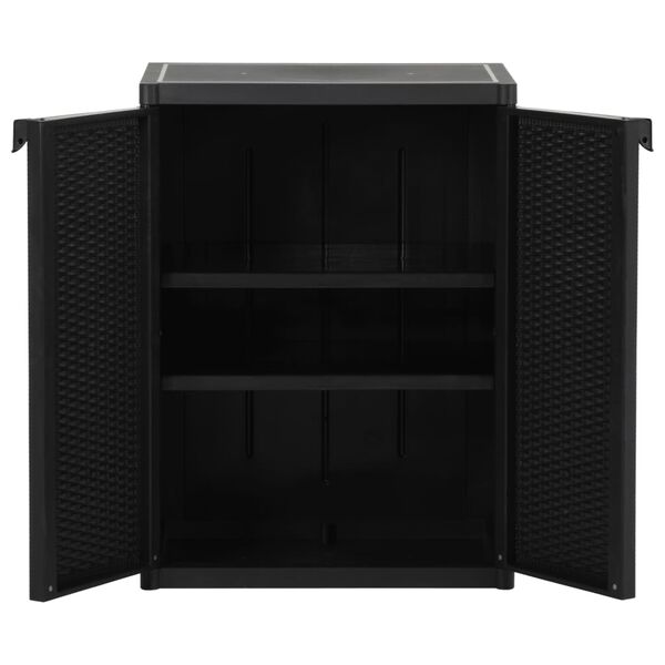 vidaXL Garden Storage Cabinet Black 65x45x88 cm PP Rattan