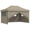 vidaXL Foldable Party Tent Pop-Up with 4 Sidewalls Taupe