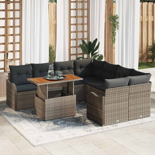 vidaXL Garden Sofa Set with Cushion Manual 7 pcs Grey