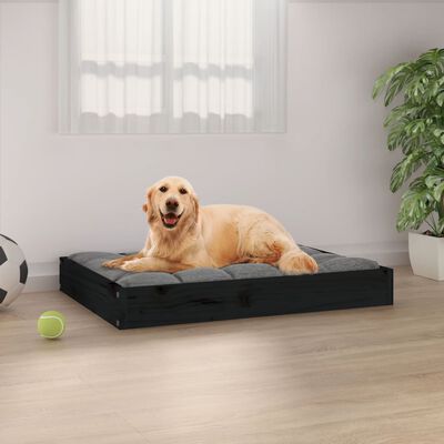 vidaXL Dog Bed Black 71.5x54x9 cm Solid Wood Pine