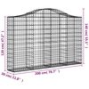 vidaXL Arched Gabion Baskets 13 pcs 200x30x120/140 cm Galvanised Iron