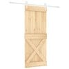 vidaXL Sliding Door Natural and White 100 x 210 cm Solid Pine Wood