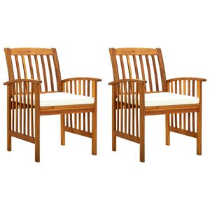 vidaXL Garden Dining Chairs 2 pcs with Cushions Solid Acacia Wood