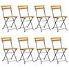 vidaXL Folding Chairs 8 pcs Steel and Solid Wood Acacia