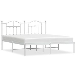 vidaXL Metal Bed Frame without Mattress with Headboard White 180x200cm